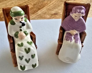 VINTAGE 60er MCM SALZ & PFEFFERSTREUER ALTER MANN FRAU SCHAUKELSTÜHLE KERAMIK - Bild 1 von 8
