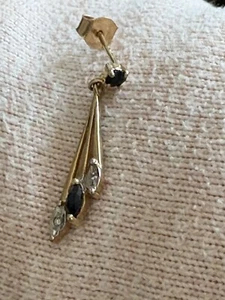 9ct Gold Sapphire and Diamond Drop Earring - Picture 1 of 5