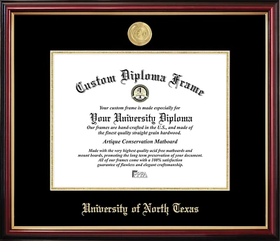 Marco de diploma pequeño de la Universidad del Norte de Texas Foto 1 de 4