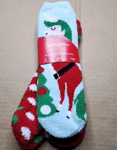 2 Wonderworkshop Holiday Cozy Kids Socks Shoe Sizes 2 to 5 Red White Dots Elf - Picture 1 of 2