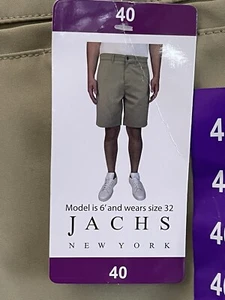 Jachs New York Performance Shorts KHAKI 40 Stretch Elastic Shirt Gripper Short - Picture 1 of 8
