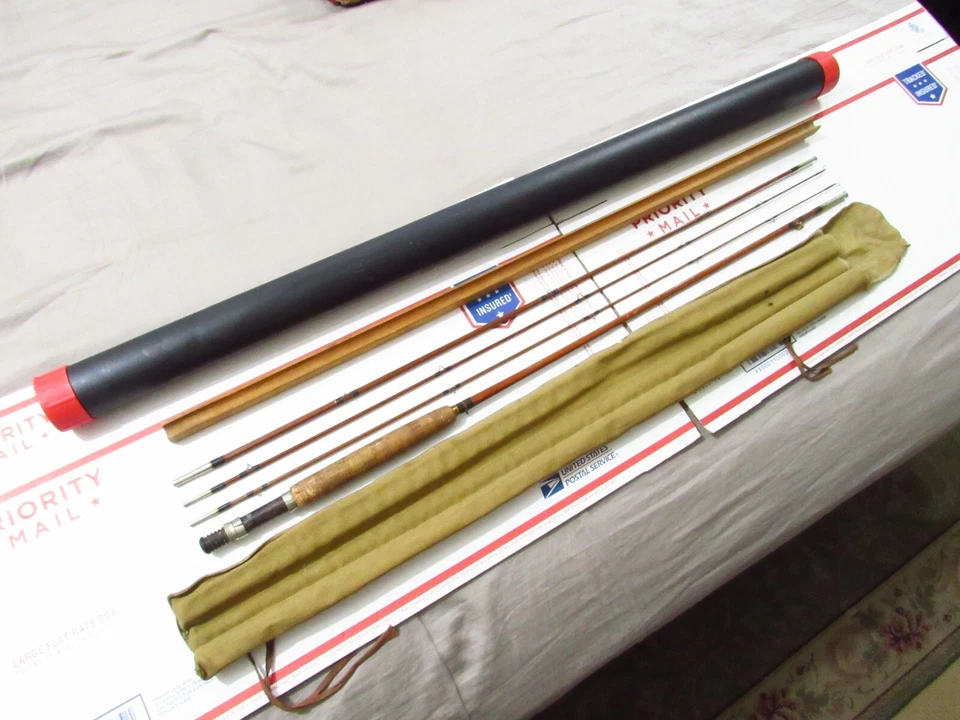 1930-е США ЛЮБИМАЯ БАМБУКОВАЯ НАХЛЫСТОВАЯ УДОЧКА ХЕДДОНА ПИТА 8 ФУТОВ 1/2 ФУТА ДЛЯ ВОССТАНОВЛЕНИЯ - Изображение 1 из 4