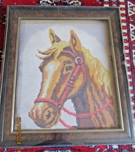 Horse head - NEEDLEPOINT KIT WITH FRAME - GOBELIN VINTAGE - Picture 1 of 4