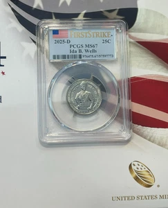 2025-D PCGS MS67 IDA B. WELLS   FIRSTSTRIKE FLAG LABEL - Picture 1 of 2