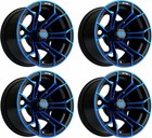 GTW Spyder 12 inch Blue/Black Aluminum Golf Cart Wheel | 3:4 Offset | Set of 4