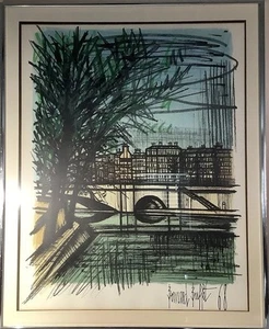 Bernard Buffet 1968 gerahmt & mattiert 24" x 18" Lithographie "Isle De St. Louis" - Bild 1 von 16