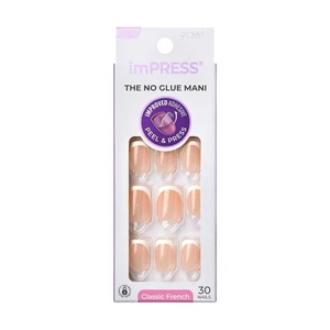 KISS imPRESS No Glue Mani Press-On Nails, French, Model', Light Neutral +... - Foto 1 di 8
