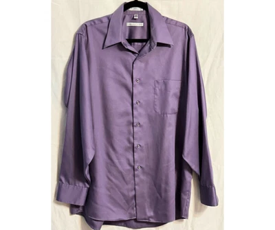 Camisa de vestir satén púrpura grande Geoffrey Beene para hombre 16,5 34/35 sin arrugas Foto 1 de 4