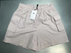 New Nike Woven Nylon High Rise Shorts Womens Medium Loose Fit Cargo Purple Pink - Picture 1 of 16