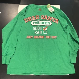 Dec 25th Boy Green Christmas T-Shirt Dear Santa Just Helping Long Sleeve - Picture 1 of 4