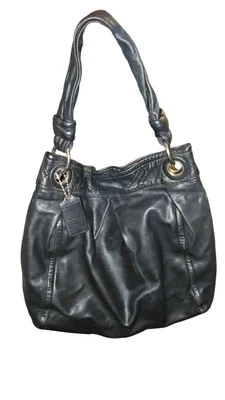COACH Parker Hippie Black Leather Shoulder Bag Purse F13411 Medium - Image 1 of 4