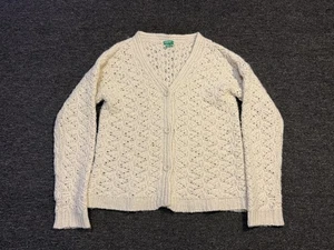 United Colors of Benetton Cardigan Sweater Womens Medium Open Knit Button Front - Picture 1 of 5