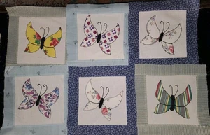 42 Vintage Quiltblöcke Schmetterling maschinengestickte Applikation, 11,25x11,25 - Bild 1 von 12