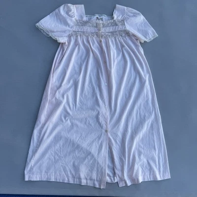 Camisón Pijama Barbizon Mediano Chemise Algodón Rosa Bordado De Colección Foto 1 de 4