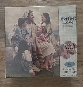 PERFECT LOVE 500pc Puzzle Jesus & Children 18x24 Del Parson (B1-C7) - Picture 1 of 3
