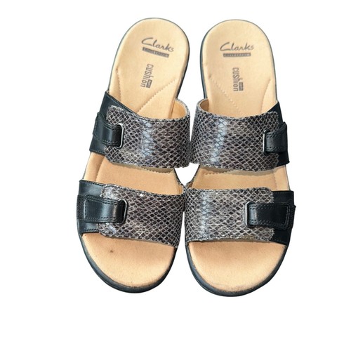 Clarks Collection Sandali Cuscino Slides Stampa Serpente Regolabile Nero Taglia 8 5