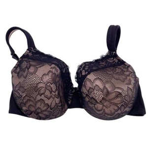 Cacique Lightly Lined Full Coverage Bra With Lace Black Size 40D Underwire Nylon - Picture 1 of 7