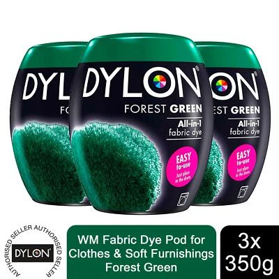 Dylon Washing Machine Fabric Dye Pod, Forest Green, 3 Packs of 350g - Image 1 of 4