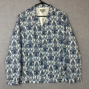 Suzanne Grae Jacket Womens Large Blue White Full Zip Collared BNWT RRP $79.95 - Picture 1 of 8