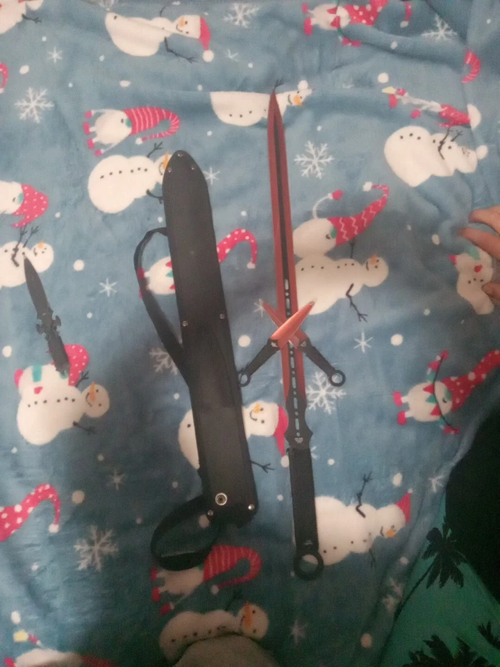 FANTASY MASTER 2 PIECE SWORD SET 28" AND 6" OVERALL RED BLACK - Image 1 of 1