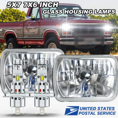 Par de faros LED de haz alto/bajo DRL para camioneta Ford F150 F 150 1976-1986 7x6 5x7" Foto 1 de 4
