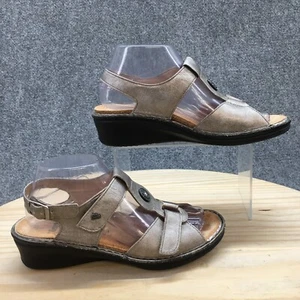 Finn Comfort Sandals Womens US7 UK5 Adana Strappy Slingback Wedge Metallic Gray - Picture 1 of 17