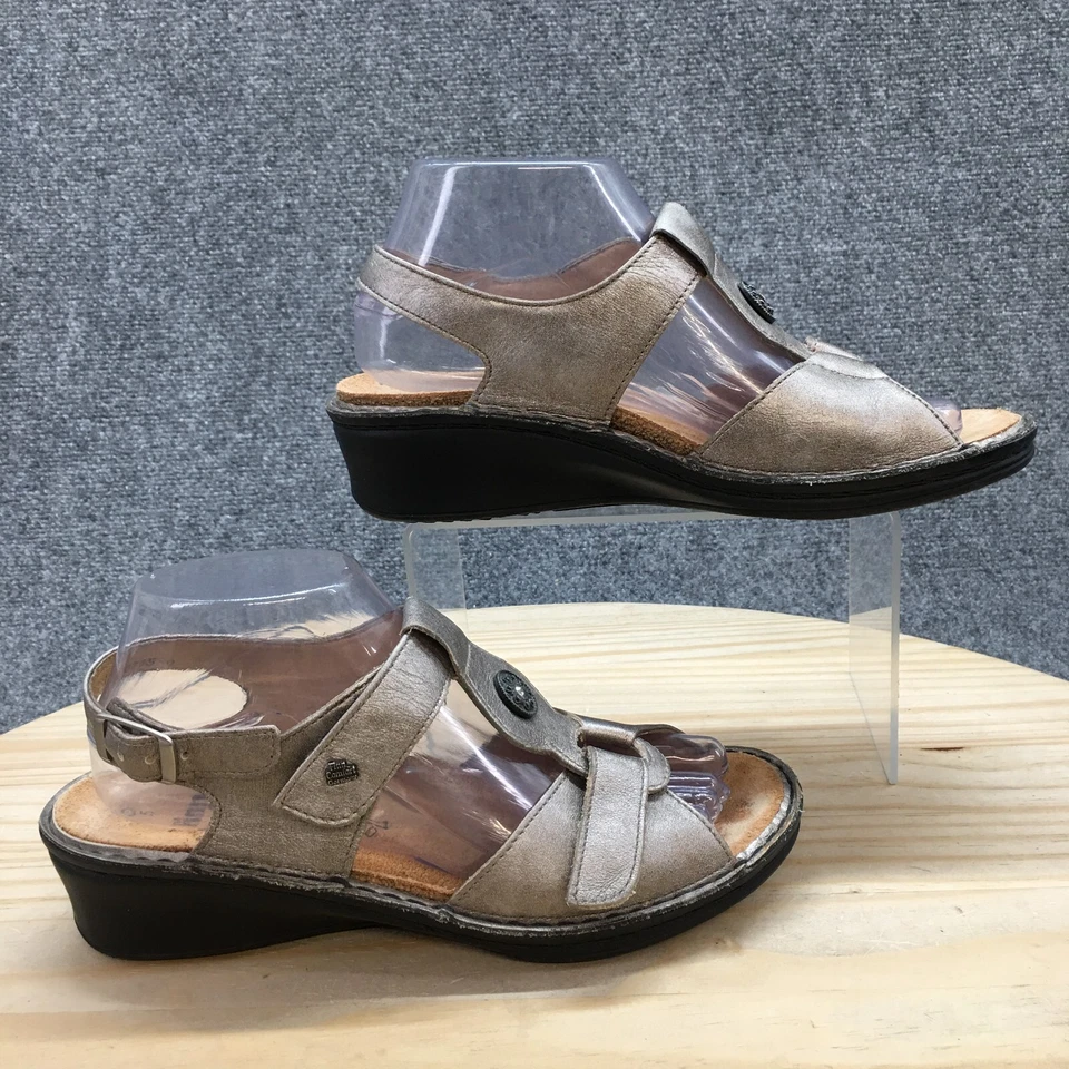 Finn Comfort Sandals Womens US7 UK5 Adana Strappy Slingback Wedge Metallic Gray - Image 1 of 4
