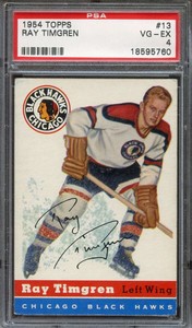 1954-55 TOPPS #13 RAY TIMGREN PSA 4 BLACKHAWKS *DS13576