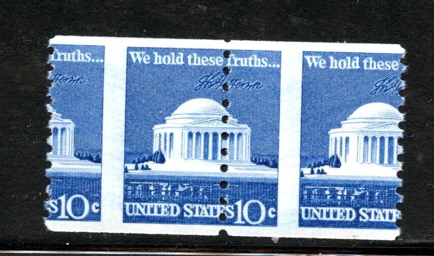 US 1520, 1973 10c JEFFERSON MEMORIAL, EFO, PERF SHIFT, MNH (US487) - Image 1 of 1
