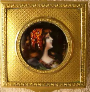 A " LeRoy Limoges" Signed OiL on Copper Gilded Bronze Hinged Box - Picture 1 of 6