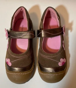 JUMPING JACKS Flower Breeze Brown Suede Girls Mary Jane Shoes Extra WIDE Width - Picture 1 of 5