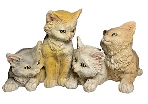 Family Of Kittens Handmade Resin Figurine, Cute Cats Playful Felines - Picture 1 of 5