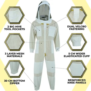 APICULTORES ALGODÓN POLIÉSTER TRAJE DE ABEJA NO INFLAMABLE ESGRIMA MALLA DE VELO - Imagen 1 de 5