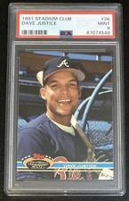 1991 Topps Stadium Club Dave (David) Justice #26 PSA 9