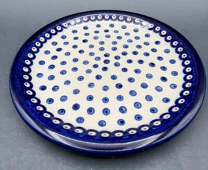 Boleslawiec Polish Pottery Dinner Plate 10.75" Cobalt Blue Peacock Dots - Picture 1 of 5