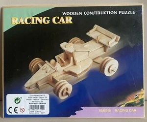 Car & Tyrannosaurus Jigsaw Puzzle Formula 1 Natural Wood 3D Construction Puzzle - Picture 1 of 4