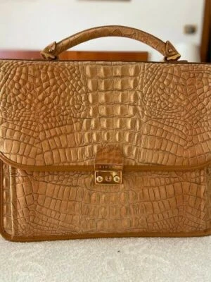 VINTAGE SAC RIPANI CUIR MEDECIN ANCIENNE CROCO DOCTOR'S BAG CROCODILE RARE - Photo 1/4