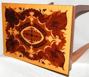 Vtg. Floral Jewelry Storage Music Box Italian Marquetry Inlaid Wood Accent Table - Picture 1 of 9