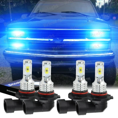 Faro LED azul haz alto/bajo 4 piezas para Chevy C1500 2500 3500 1990-98 8000K Foto 1 de 4