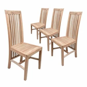 DIVERO 4er Set Esszimmerstuhl BOLERO Teakholz unbehandelt Gartenstuhl Holzstuhl - Bild 1 von 6