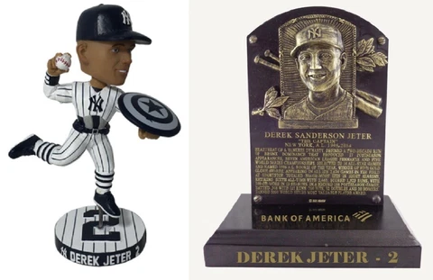 Derek Jeter Yankees SGA Captain America Marvel Super Hero Bobblehead + Plaque Cover