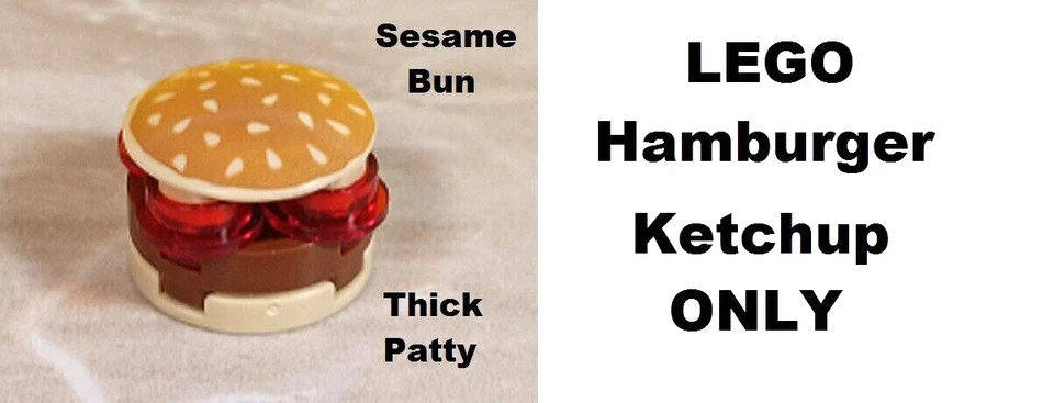 LEGO Fast Food Hamburger Ketchup Only Sesame Bun THICK Patty Seeded No Cheese - Image 1 of 1