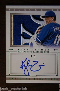 KYLE ZIMMER 2014 National Treasures Silhouette KC Logo PATCH Auto #4/5 - ROYALS - Picture 1 of 2