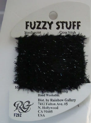 Rainbow Gallery Rainbow Fuzzy Stuff Needlepoint Cross Stitch FZ02 Black 10yds - Image 1 of 4