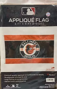 BALTIMORE ORIOLES APPLIQUE EMBROIDERED 3'X5' 2 SIDED FLAG NEW WINCRAFT 👀 - Picture 1 of 3