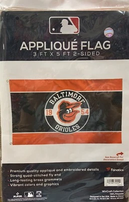 BALTIMORE ORIOLES APPLIQUE EMBROIDERED 3'X5' 2 SIDED FLAG NEW WINCRAFT 👀 - Image 1 of 3
