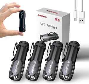 Small LED Flashlight 4 Pack, Rechargeable EDC Compact Pocket Lights, 400 Lumens - Picture 1 of 12