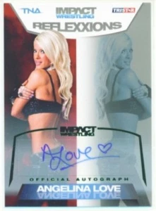 ANGELINA LOVE "CARTA AUTOGRAFA #2/5" KNOCKOUT TNA RIFLESSI - Foto 1 di 1