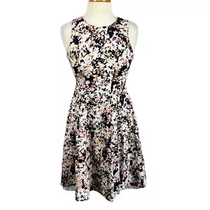 Liz Claiborne Damen mehrfarbig Blumen ärmellos Schlüsselloch A-Linie Kleid Gr. 4 - Bild 1 von 23