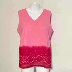 Vintage Anthony Womens Bandana Ombre Sleeveless V Neck Top Pink Y2K Size Medium - Picture 1 of 5